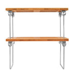 Internet's Best - Stacking Utility Shelf - Bamboo - 2 Shelves - Kitchen Cabinet Closet Organizer and Storage - Small