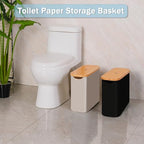 efluky Toilet Paper Basket with Lid, Toilet Paper Organizer for Bathroom, Free Standing Toilet Paper Holder with Storage, Brownbeige - color: Brownbeige