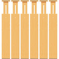 BAMBUROBA Bamboo Drawer Dividers, Adjustable Kitchen Drawer Organizer for Clothes,17-22" Expandable Drawer Organization Separators for Bedroom,Bathroom,Dresser and Office,6-Pack - style: bamboo-6Pack