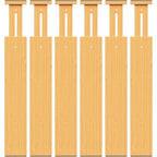 BAMBUROBA Bamboo Drawer Dividers, Adjustable Kitchen Drawer Organizer for Clothes,17-22" Expandable Drawer Organization Separators for Bedroom,Bathroom,Dresser and Office,6-Pack - style: bamboo-6Pack