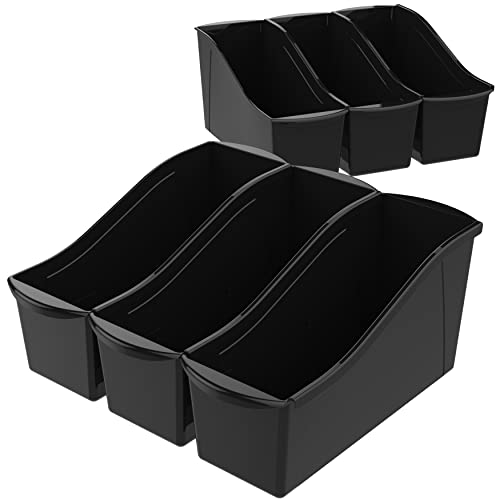 Storex Large Book Bin - Interlocking Plastic Organizer for Home, Office, and Work Space - Black, 6-Pack (70109E06C) - color: Black, size: 6-Pack