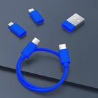 Multi-Functional Cable Storage Box with Charging Cables and SIM Card Holder, Compact Organizer for Travel and Office Use, Blue - color: Blue