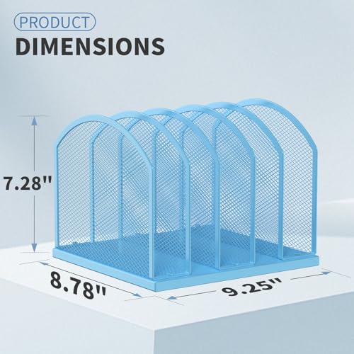 Gawerk 5-Section Vertical Desktop Organizer, 5-Section Mesh File Folder Stand Sorter for Office Home Classroom Organization (1, Blue) - color: Blue