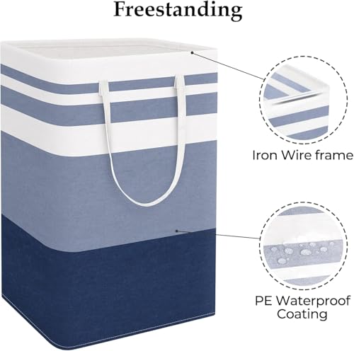 StorageRight Laundry Basket Hamper Large Collapsible Laundry Hamper with Easy Carry Handles，Freestanding Clothes Hampers for Laundry, Bedroom, Dorm, Clothes, Towels, 75L, Gradient Blue - color: Gradient Blue, size: 75L