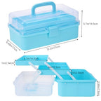 Craft Organizers Plastic Tool Box with Handle 3-Layer for Sewing Supplies, Medicine, Art Supplies, Nails and Hair Accessories 12.5inch (Blue) - color: Blue