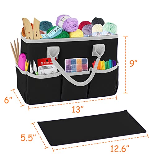 ZKOO Art Supply Storage Organizer Caddy, Craft Tote Bags With Pockets for Scrapbook Organization and Storage Supplies, Portable Office Organizer (Black, Small) - color: Black