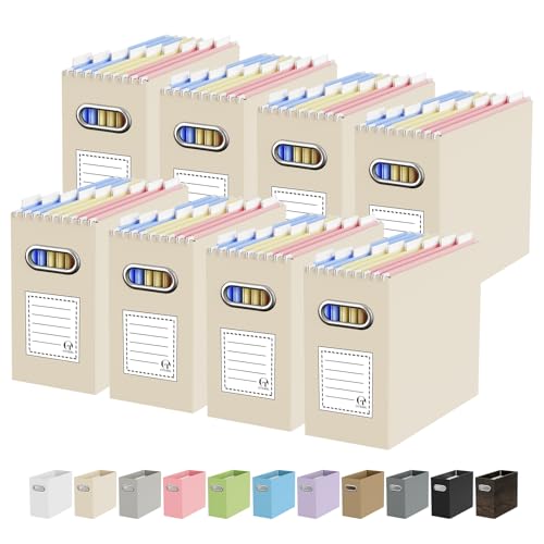 Oterri Cardboard File Organizer Box for Hanging File Folders Letter Size,File Box for Computer Desk,File Cabinet,Working Home,Office,Classroom (Beige, Letter Size - 8 Packs) - color: Beige, size: Letter Size - 8 Packs