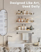 Onlysky Bathoom Shelves, Floaiting Shelves for Bathroom, Set of 3, Bathroom Shelf Wall Mounted (White Grey, 15.7 Inches, 3) - color: White Grey