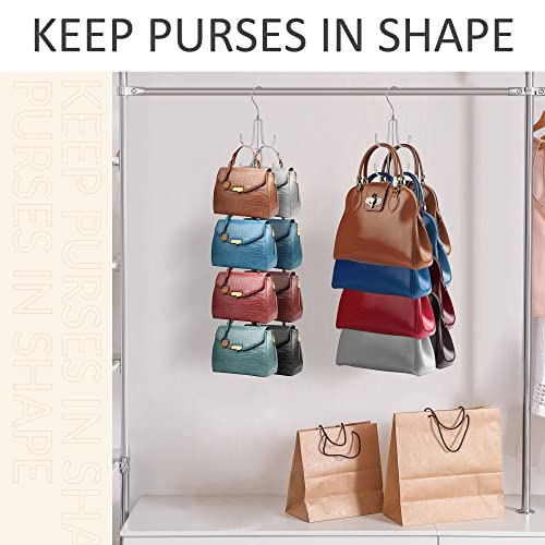 ZEDODIER Purse Organizer for Closet, Rotatable Purse Hanger Bag Holder, Max 8 Storage Capacity Backpack Rack, Metal Space Saving Hanger, Silver - color: Silver, size: 1 Pack