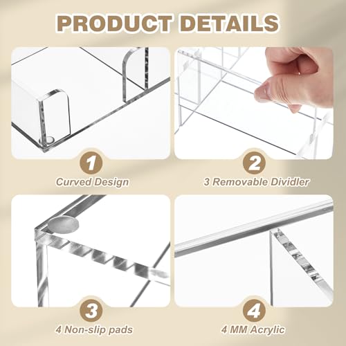 Briwooody Acrylic Drawer Organizer Clear Desk Drawer Organizer Trays with Adjustable Compartments Desk Accessories for Office Stationery Makeup Silverware Bathroom(Adjustable) - style: Adjustable