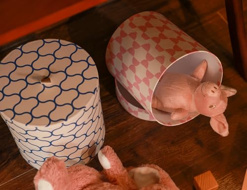 3-Piece Decorative Storage Boxes with Lids, Geometric Pattern, Blue Pink Yellow, Cardboard Keepsake Box Set, Wool Storage, Home Decor, Modern Decoration Organizer, Toy Bin,Shelf Decor - color: Geometric