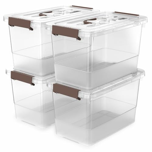 4 Pack-Plastic Storage Bins with Lids and Handle, Clear Plastic Latching Box for Storage, Stackable Storage Containers for Organizing, Multi-Purpose, 7 Quart - color: Clear