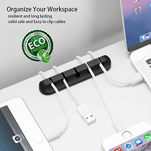 Cord Holder Cable Organizer Clips – Self Adhesive Cord Organizer for Desk, Car, Nightstands, Office, Black Silicone Cord Keeper Cable Clips Wire Holders for Phone Charger Cords (7-5-3-1-1 Slots) - color: Black