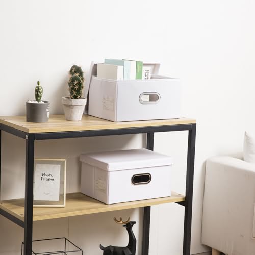 PRANDOM Collapsible Storage Box with Lid [1-Pack] Leather Fabric Foldable Storage Bin Organizer Container Basket Cube with Cover for Home Bedroom Closet Office Nursery White (13.6x9.6x6.9) - color: White, size: Small(1-Pack)