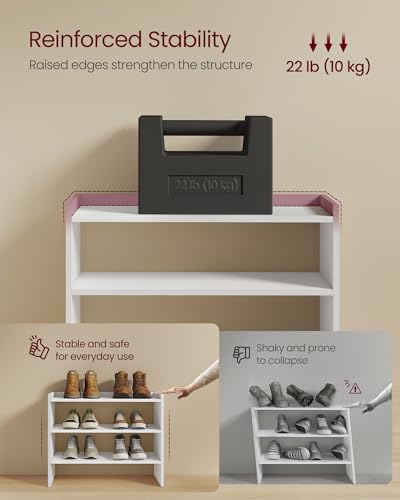 VASAGLE Shoe Rack for Closet, Stackable Shoe Organizer Shelf for Entryway, 3 Tiers, 11.7 x 24.4 x 21.3 Inches, White ULBS063WZ01S - size: 3 Tiers (24.4"W)
