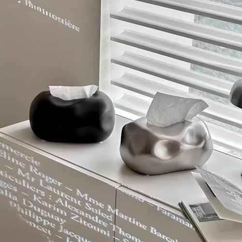 Ceramic Tissue Box Cover Modern Decorative Organizer for Facial Tissues Holder, Farmhouse Style Home Decor for Bathroom, Bedroom, Living Room & Office (Square Silver) - color: Square Silver