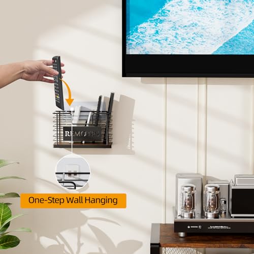 Remote Control Holder, 5-Slot TV Remote Holder Wall Mount, Universal Remote Caddy Large Size Design for Wall Table Living Room Bedroom, Easy Installation - color: Black-5 Slot