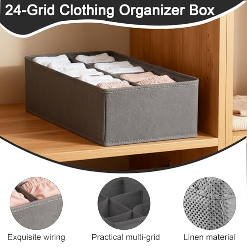 1 Pcs Drawer Organizer Storage Box for Underwear Socks Closet Divider for Wardrobe Dresser Vanity Space Saving Use(8-Grid Grey) - color: Grey-4, size: Medium