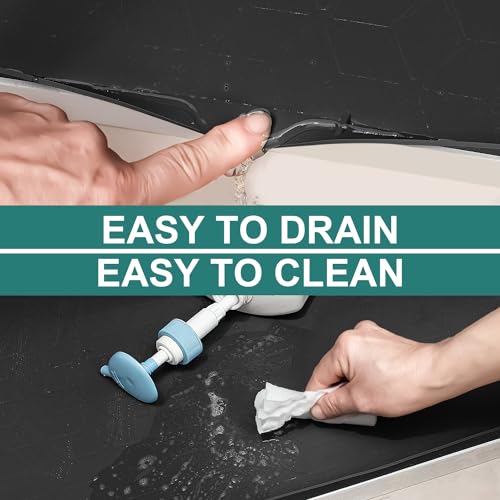 Under Sink Mat, 34" x 22" Waterproof Silicone Under Sink Tray for Kitchen & Laundry Cabinets, Kitchen Cabinet Shelf Protector, Up to 3.3 Gallons Liquid, Fits 36 inch Standard Cabinet(Grey) - color: Dark Black, size: 22"W x 34"L