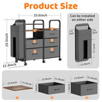 Baby Diaper Caddy Organizer Cart - Bedside Cart with Drawers & Side Storage, Nursery Essentials Stuff & Clothes Organization, 3 Tier Rolling Carts with Wheels for Nursery, Bedroom, Easy to Assemble