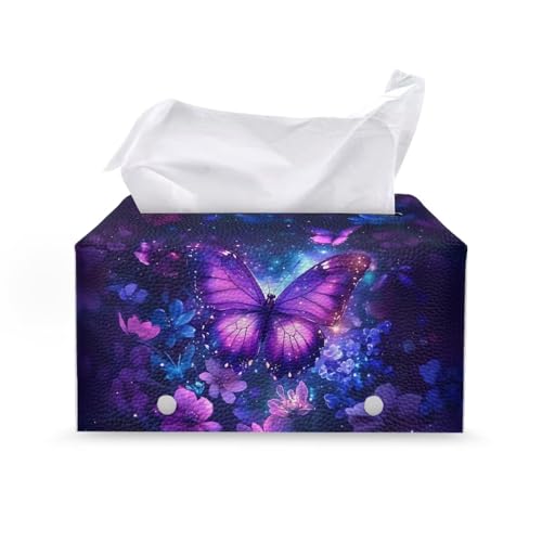 Butterfly Pu Leather Tissue Box Cover, Modern Rectangular Tissue Box Tissues Organizer Living Room Bedroom Vanity Countertop Home Decor Items - color: Butterfly1