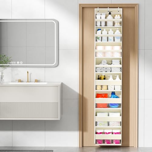 Mefirt Over The Door Organizer, 8 Shelf Door Hanging Organizers with 8 Large Capacity Pockets, Back of Door Organizer Storage Hanging Shelves for Closet Bathroom Bedroom Nursery - color: Beige, size: 8-Tier