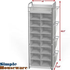 Simple Houseware 16 Cube Shoe Stand Tower Rack 8 Tier with Top Shelf and Side Hanging Pockets, Gray - color: Gray