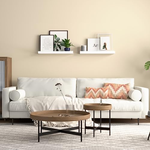 Boswillon Floating Shelves Wall Mounted Set of 2, Modern White Shelves for Bedroom, Nursery Shelves with Lip, Display Picture Ledge Shelf for Wall Decor Living Room Bathroom Kitchen - White - color: White, size: 15.7 In