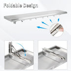 Concession Shelf Drop Down 12" x 48", Spliced Style Folding Concession Stand Shelf Commercial Grade Stainless Steel, Foldable Concession Shelves for Snack Bar, Food Cart, Movie Theater - size: 12" x 48"