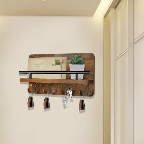 Generic Key Holder for Wall | Key and Mail Holder for Wall | Key Hooks Wall Mounted | Wooden Mail Organizer with Shelf | New Type Key Hangers for Wall Decor | Rustic Farmhouse Decor