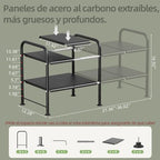 NETEL Under Sink Organizers and Storage,2 Tier Shelf Under Bathroom Sink,Cabinet Organizer with 8 Removable Carbon Steel Panels，Partition Height Adjustable,(27.36-36.02)" W x 12.28" D x 16.93" H - size: 8 thickened iron plates(12.28"deep)