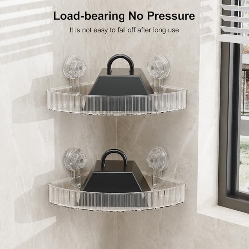 Shower Caddy Suction Cup Corner Bathroom Shower Organizer for Bathroom Storage & Home Decor Kitchen No Drilling Large Capacity Removable and Reusable Shower Shelves for Inside Shower (corner,Clear) - color: Clear, size: Corner