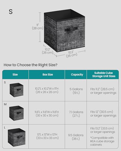 SONGMICS Storage Cubes, 10.2 x 10.2 x 11 Inches Non-Woven Fabric Bins with Double Handles, Set of 10, Closet Organizers for Shelves, Foldable, for Clothes, Ink Black UROB126B01 - color: Ink Black, size: 10 Pack (10.2"L x 10.2"W x 11"H）