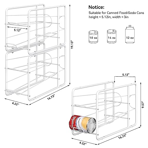 MOOACE Can Organizer for for Pantry, Stackable Soda Can Dispenser Canned Food Storage, Kitchen Cabinet Fridge Beverage Cans Holder, 4 Pack, White - color: White