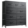 WLIVE 9-Drawer Dresser, Fabric Storage Tower for Bedroom, Entryway, Closet, Tall Chest Organizer Unit with Fabric Bins, Steel Frame, Wood Top, Easy Pull Handle, Charcoal Black Wood Grain Print - color: Charcoal Black Wood Grain Print