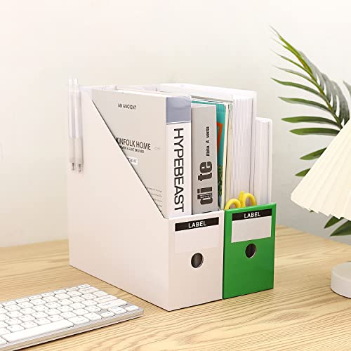 Foldable Desk File Holder Organizer Sturdy Cardboard Magazine Storage Box Document Rack with Blank Label Stickers for Home School Office (5, Multicolor) - color: Multicolor