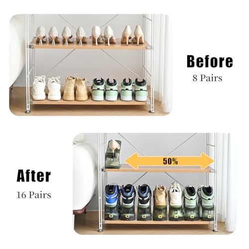 shoe slots organizer, Clear Shoe Stacker, Adjustable Level Shoe Rack,Storage Space Saver for Sneakers Display (Green Transparent, 6Pack) - color: Green Transparent, size: 6Pack