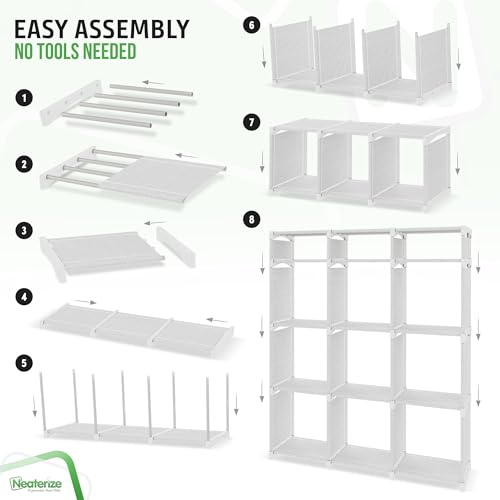 Cube Storage Organizer with Storage Bins Included - The Perfect Closet Organizers and Storage Solution. Includes 12 Storage Cubes, Great For Toy Storage, Closet Storage, Clothes Storage (White-Grey) - color: White-Grey, size: 12 Storage Cubes