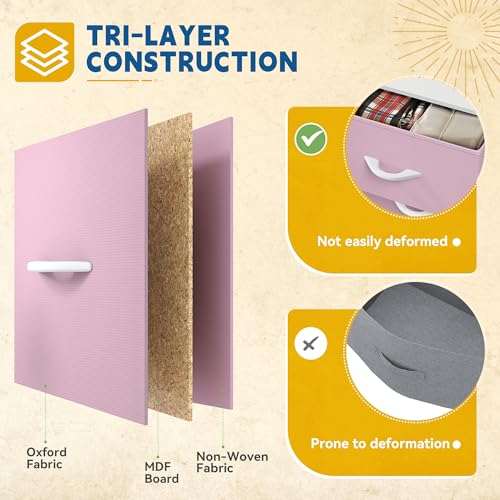 DWVO Dresser for Room with 5 Drawers - Fabric Storage Tower, Long Fabric Dresser, Organizer Unit for Closet, Hallway - color: Pink, style: 5-Drawer