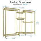 VIPEK Classic V6 Wire Garment Rack Heavy Duty Clothes Rack with 7 Adjustable Shelves & 4 Hanging Rods, Compact DIY Metal Clothing Racks 68.9" L x 15.7" W x 76.4" H, Max Load 840LBS, Gold - color: Gold, size: Classic V6 Standard