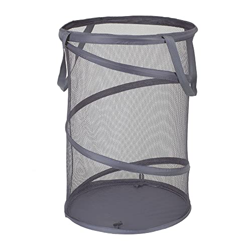 Household Essentials 2027-1 Pop-Up Collapsible Mesh Laundry Hamper | Charcoal - color: Charcoal