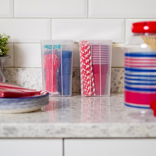 IRIS USA Vertical Plastic Flip Top Storage Containers Bins with Lids for Pantry, Home, Office, Organization, Medium, Stackable Hinged Organizer with Latches, Clear, 10 Pack - size: Medium - 10 Pack