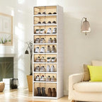 9 Tiers 18 Pairs Foldable Shoe Rack, Large Shoe Storage with Magnetic Clear Door, Easy Assembly and Freely Movable Shoes Organizer, Large Capacity Shoe Shelf for Living Room, Cloakroom, Entryway