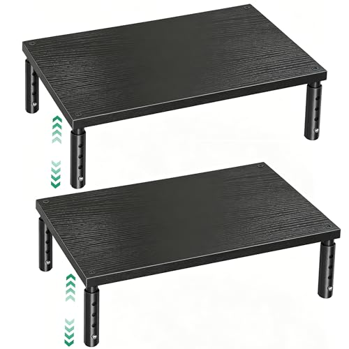 OPNICE Desk Organizers and Accessories, Adjustable Computer Monitor Stand Riser, Laptop Stand for Desk, Office Desk Accessories & Workspace Organizers for Home Office, Black-2P - color: Black-2Pack