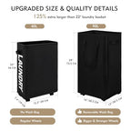 DOKEHOM 90L X-Large Laundry Basket with Removable Wash Bag on Wheels, Collapsible Rolling Laundry Hamper, Foldable Clothes Organizer, Folding Washing Bin (Black) - color: Black, size: X-Large Pro 29"