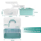Craft Storage Box 3-Layer Plastic Craft Organizers and Storage, Portable Art Supply Organizer with Handle, Dividing Craft Box Organizer, Folding Arts and Crafts Storage for Sewing, Medicine, Tool