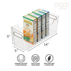 Oggi Cabinet/Drawer High Wall Storage Bin - 14" x 5", Clear/Gray, Ideal for Kitchen Organization, Pantry Storage, Fridge Organizing - Set of 6 - size: 14" x 5" - Tall (set of 6)