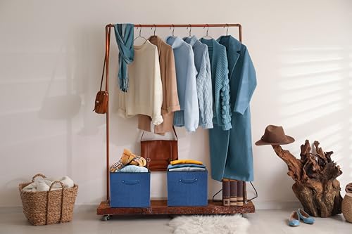 Simple Houseware 15 x 13 Inch Collapsible Fabric Storage Bin with Handles, 2 Pack, Steel Blue - color: Steel Blue