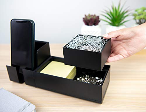 Bostitch Office Konnect Desk Organizer Accessory Tray, Stacks for Desktop Storage, Black - color: Black, size: Small, style: Storage Tray
