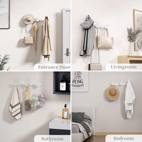 Coat Rack Wall Mount Coat Hooks - White Hook Rack with 3 Hooks Aluminum Wall Rack Hooks for Hanging Coat Hat Bag Towel Hanger Rustproof Coat Holder - color: White, size: Square 3 Hooks 1 Pack